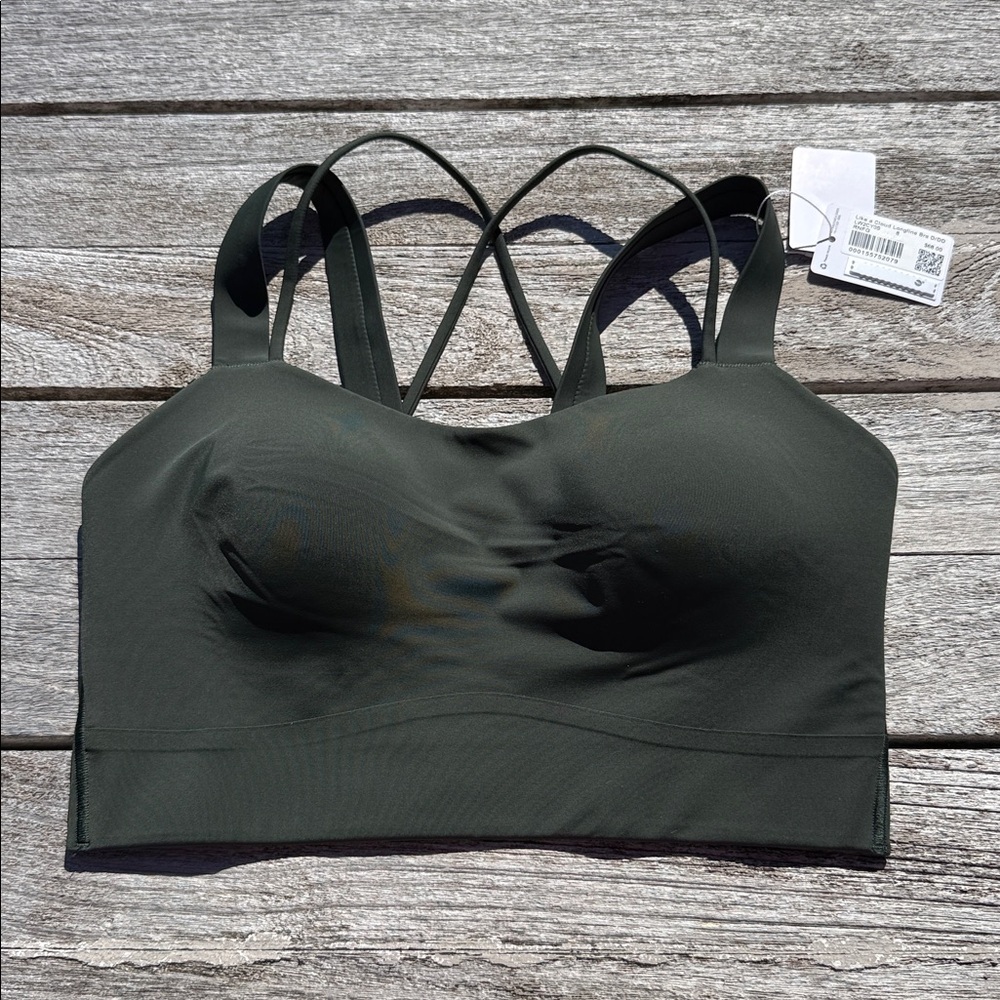 Lululemon‎ Like a Cloud Longline Bra D/DD Cup Rainforest Green size 8 NWT